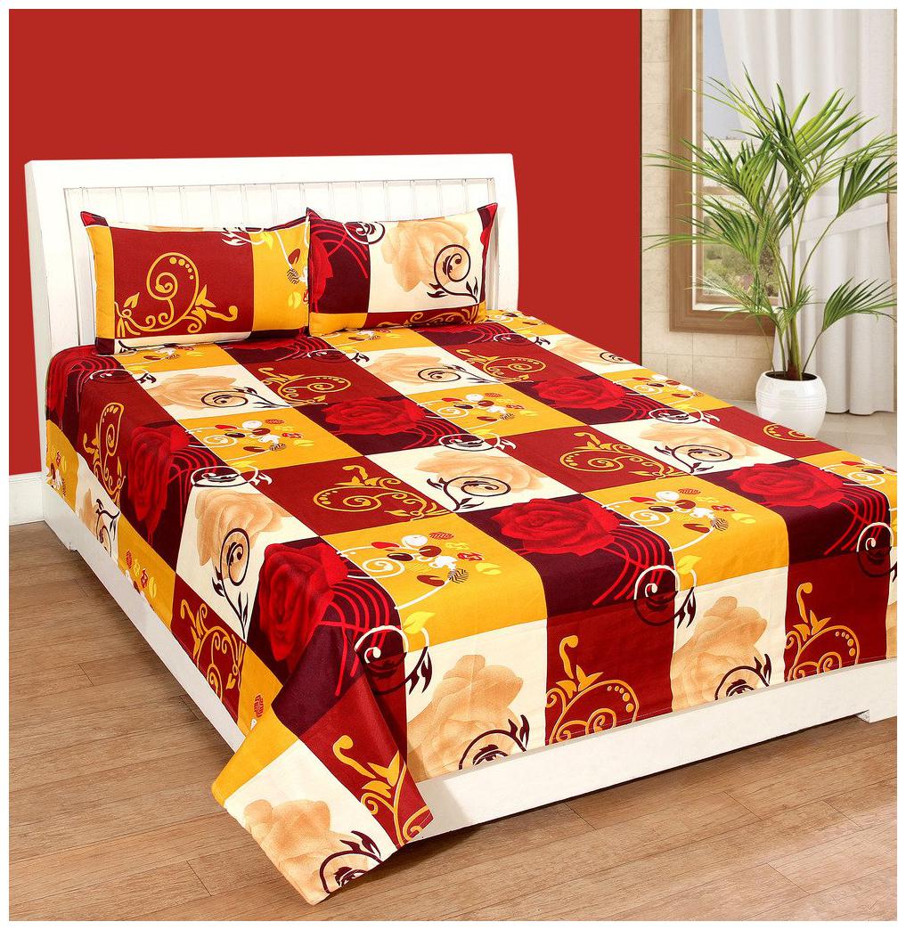 

JBG Home Store Microfiber Floral Double Size Bedsheet 120 TC ( 1 Bedsheet With 2 Pillow Covers Multi )