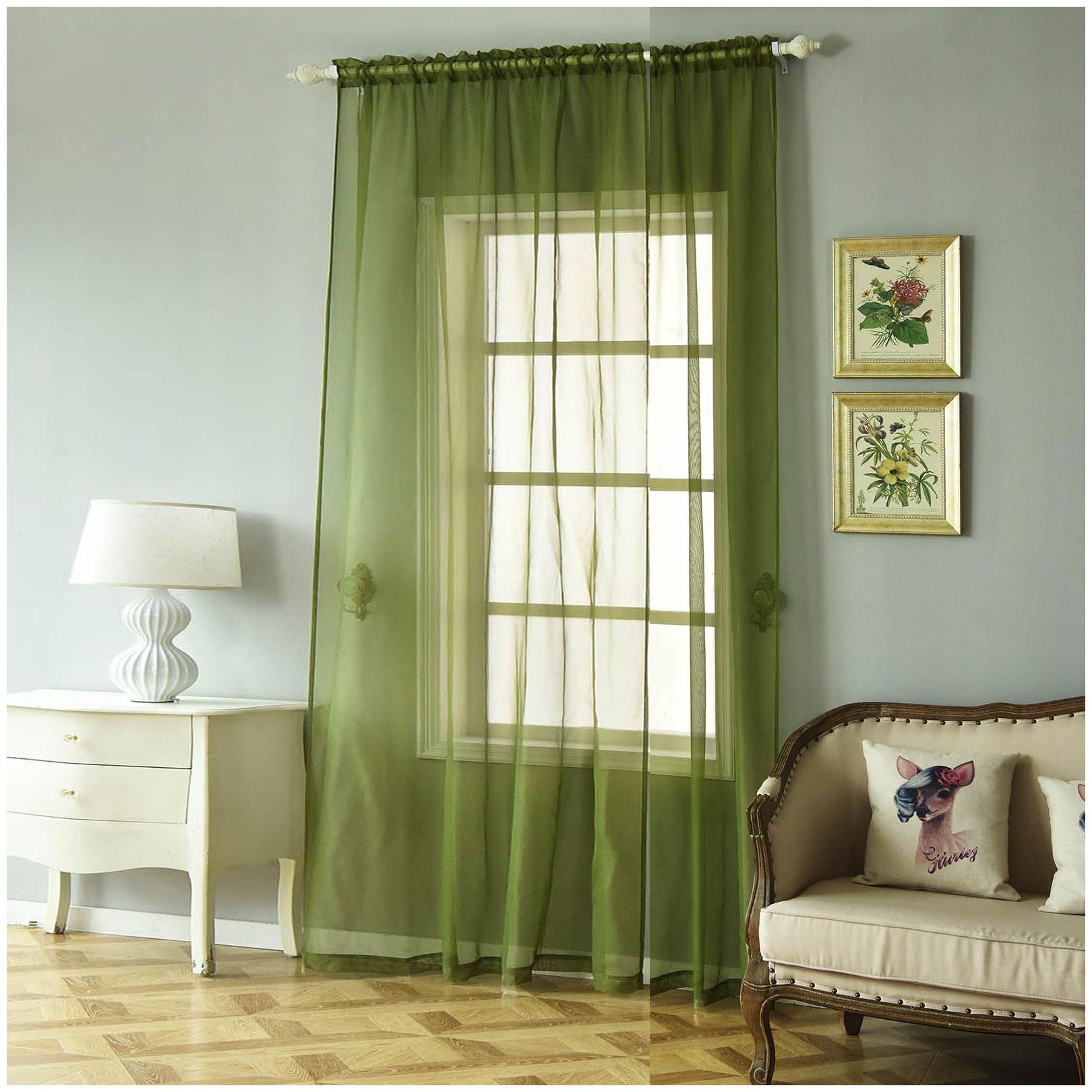 

JBG Home Store Tissue Door Transparent Green Regular Curtain ( Rod Pocket Closure Plain )