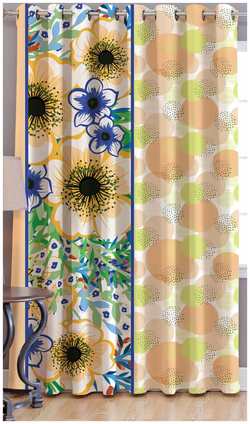 

JBG Home Store Polyester Window Room Darkening Multi Regular Curtain ( Eyelet Closure Floral )