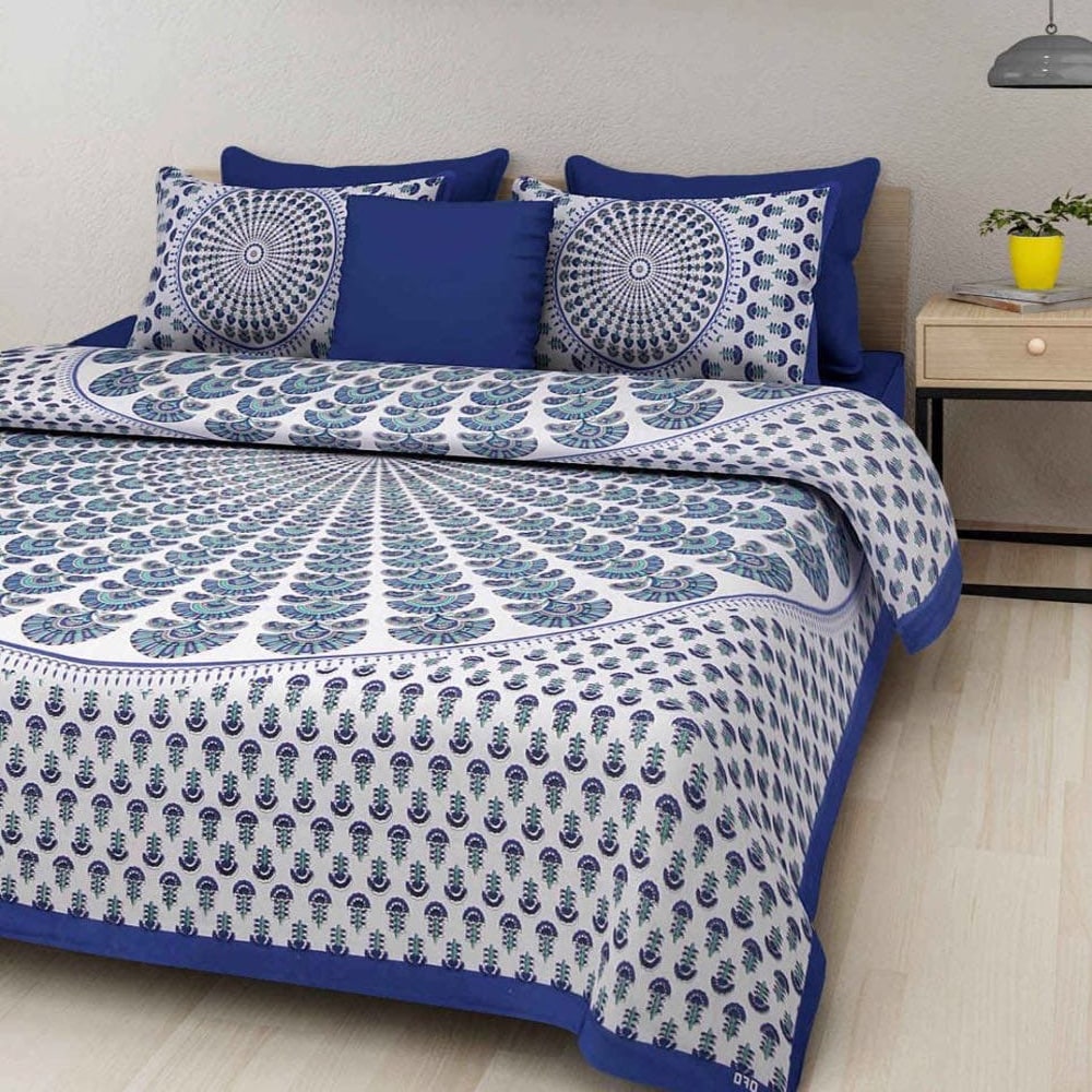 

JBG Home Store Cotton Printed Double Size Bedsheet 160 TC ( 1 Bedsheet With 2 Pillow Covers Multi )