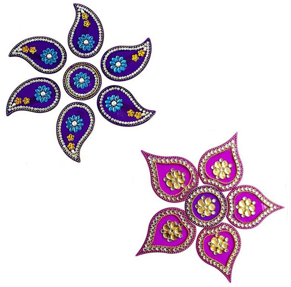 

JBG Home Store Set of 2 Acrylic rangoli Set ( 7pcs each Rangoli)( 17x17 Cm)