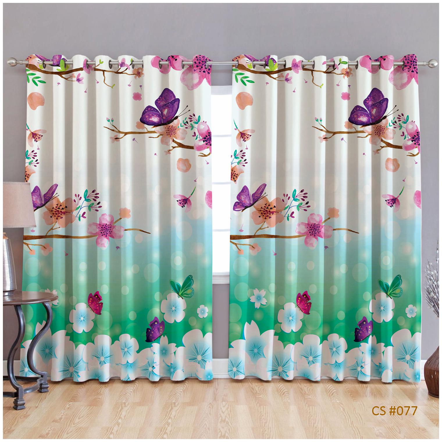 

JBG Home Store Polyester Window Room Darkening Green Regular Curtain ( Eyelet Closure Floral )