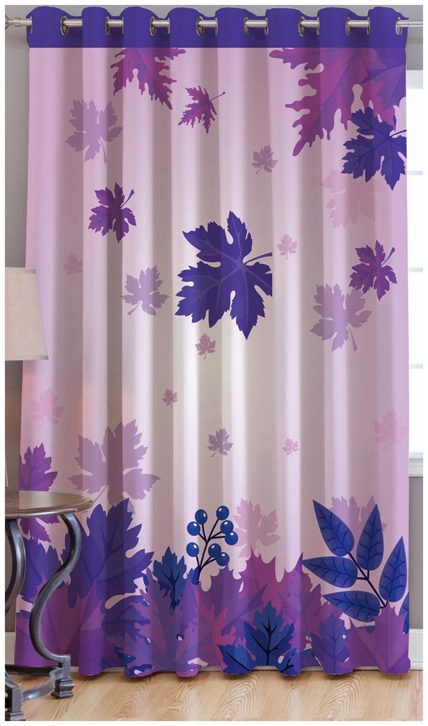 

JBG Home Store Polyester Window Room Darkening Purple Regular Curtain ( Eyelet Closure Floral )
