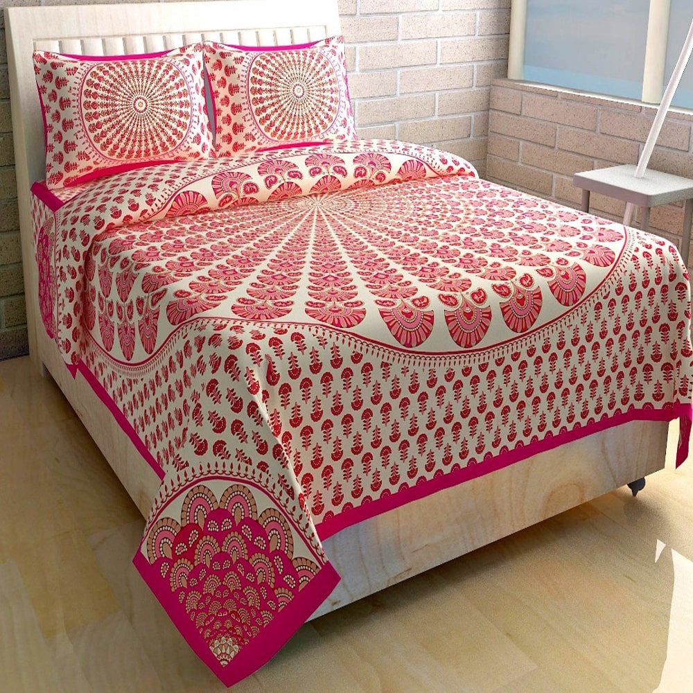 

JBG Home Store Cotton Printed Double Size Bedsheet 160 TC ( 1 Bedsheet With 2 Pillow Covers Multi )