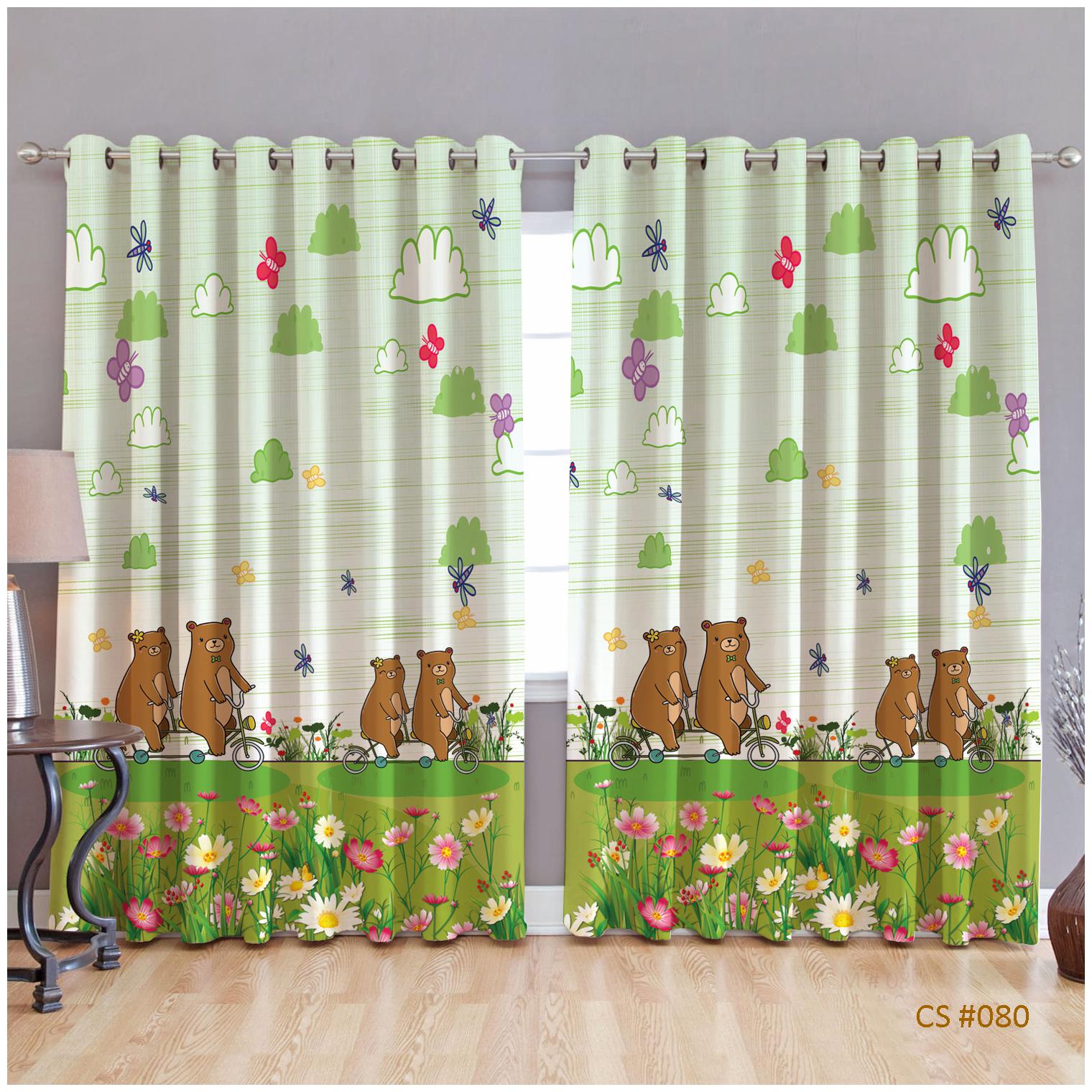 

JBG Home Store Polyester Long Door Room Darkening Green Regular Curtain ( Eyelet Closure Animal )