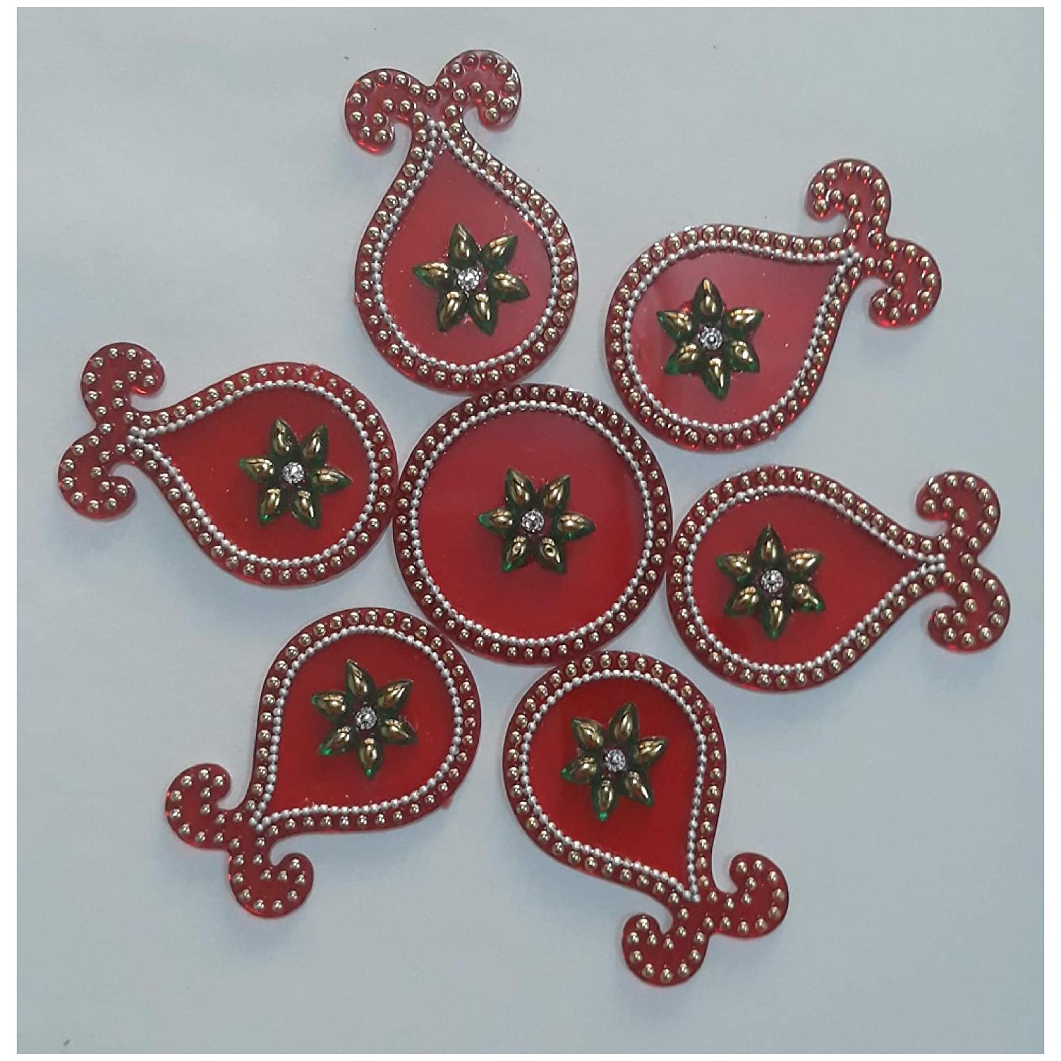 

JBG Home Store Handcrafted Decorative Diwali Rangoli Set(Reusable) (10 inches) Multicolor 7 Piece Set