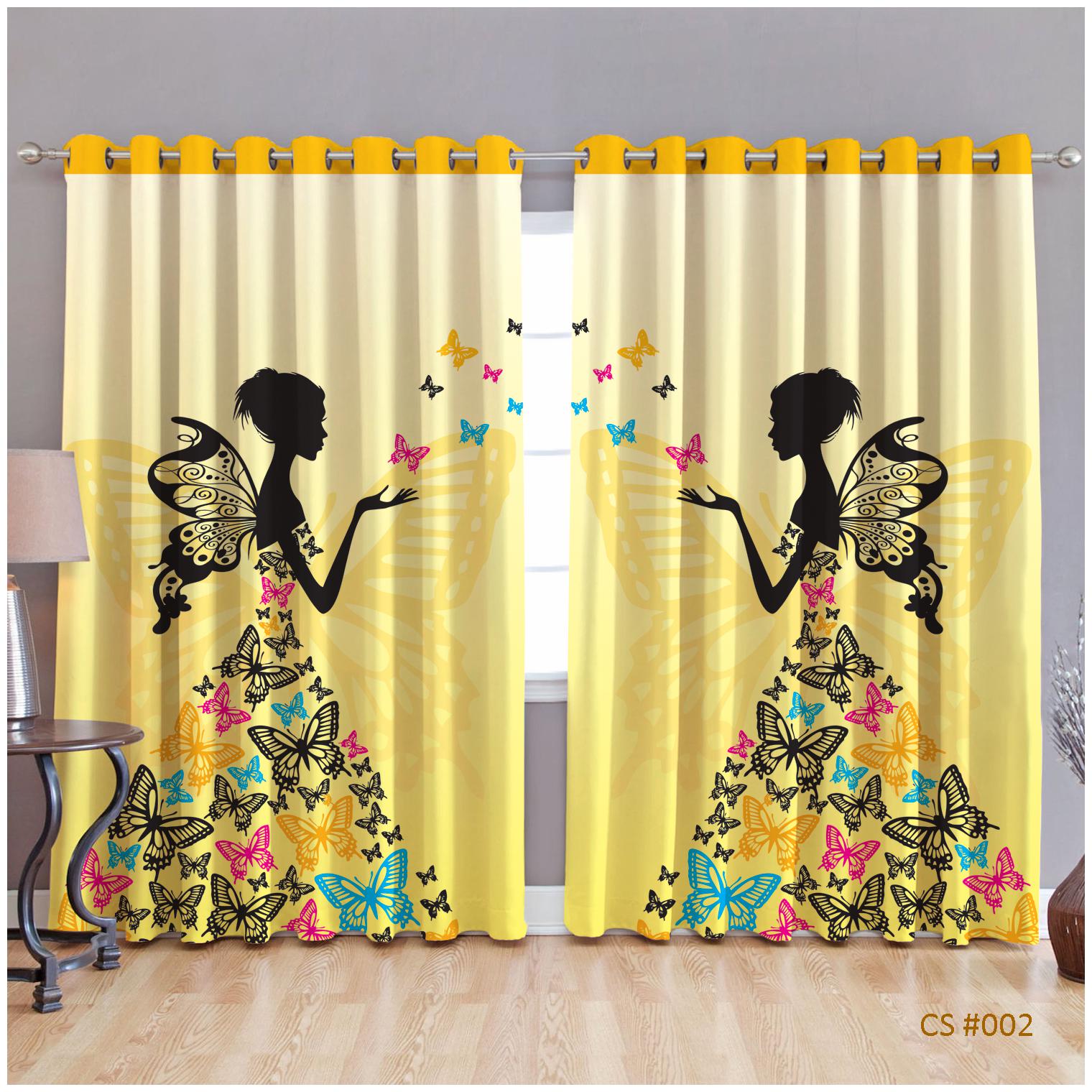 

JBG Home Store Polyester Long Door Room Darkening Yellow Regular Curtain ( Eyelet Closure Cartoon )