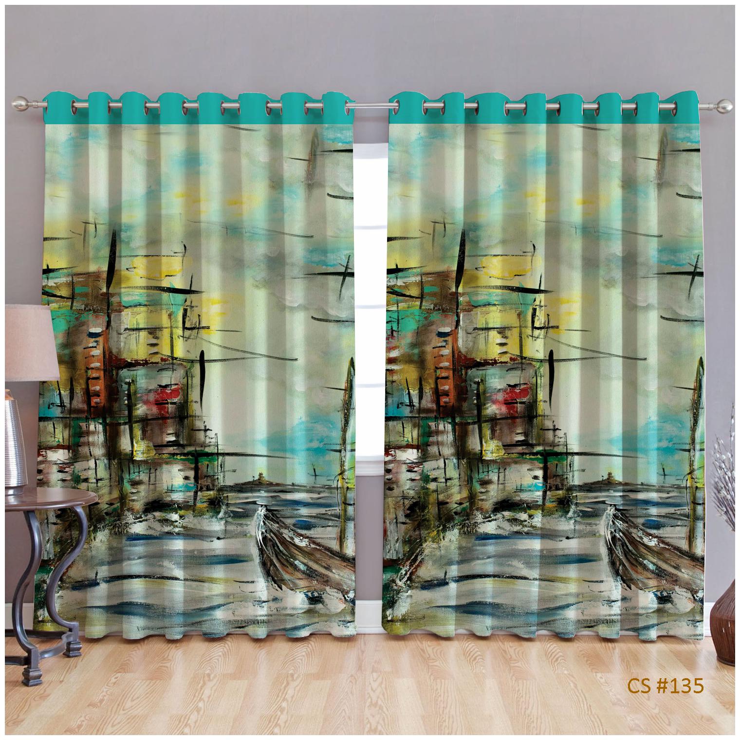 

JBG Home Store Polyester Door Room Darkening Green Regular Curtain ( Eyelet Closure Abstract )