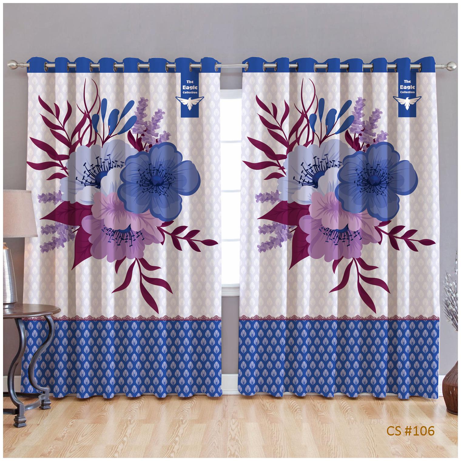 

JBG Home Store Polyester Door Room Darkening Blue Regular Curtain ( Eyelet Closure Floral )