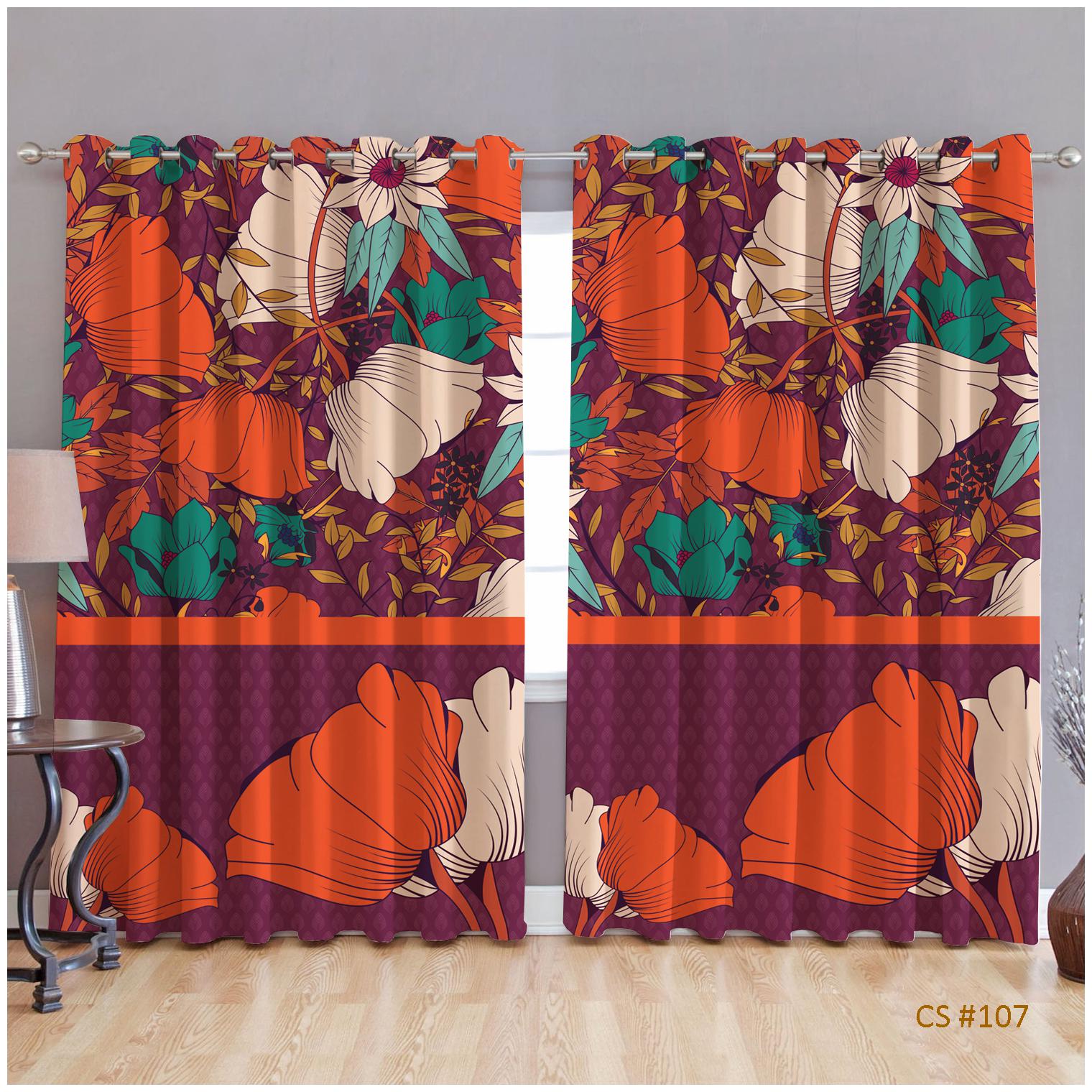 

JBG Home Store Polyester Door Room Darkening Multi Regular Curtain ( Eyelet Closure Floral )