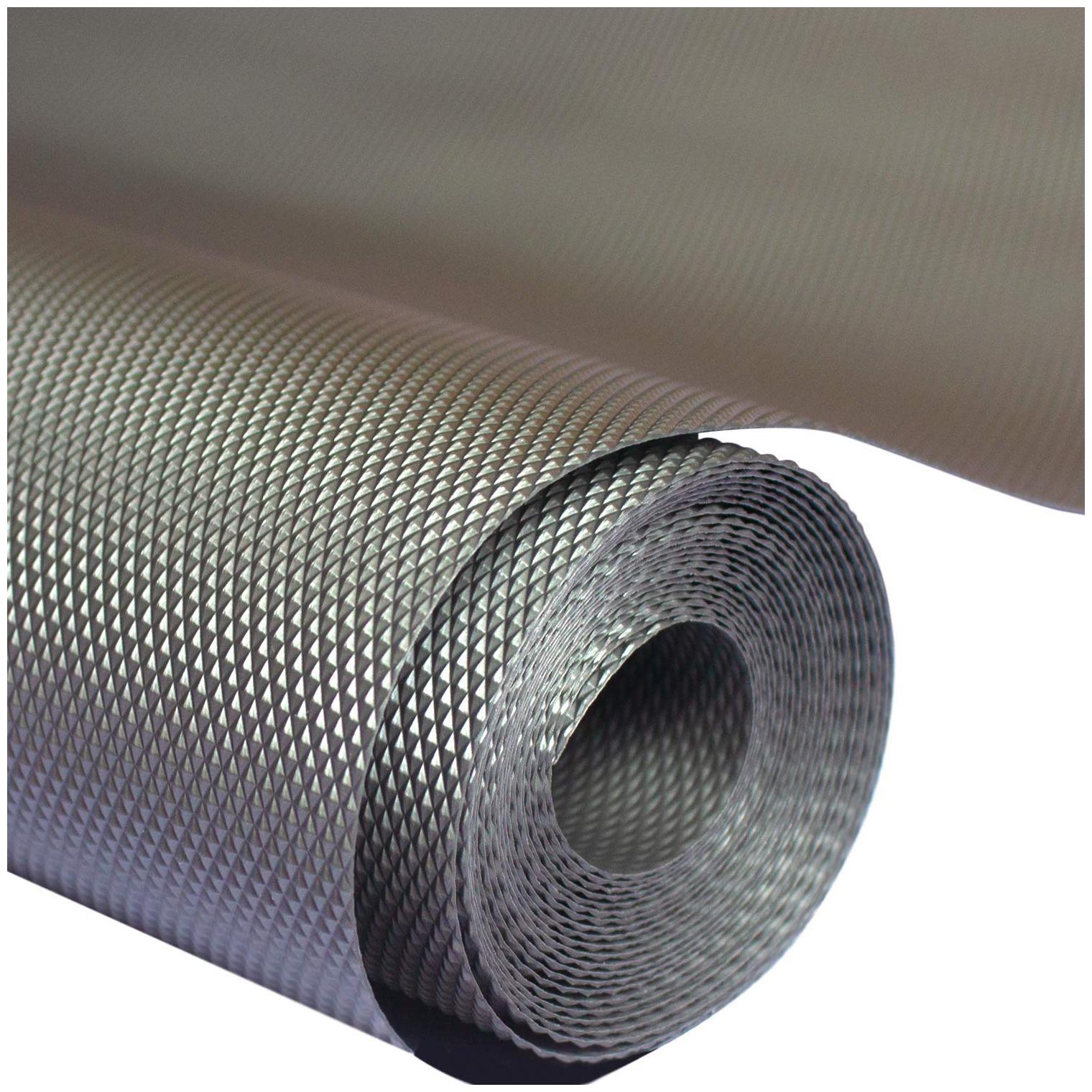 

JBG Home Store 5 Metre full roll EVA Anti Slip Multipurpose Waterproof Super Strong Diamond Textured Mat Sheet for Kitchen Drawer Cupboard Shelf Fridge ( Metallic Grey 45x500 cm)