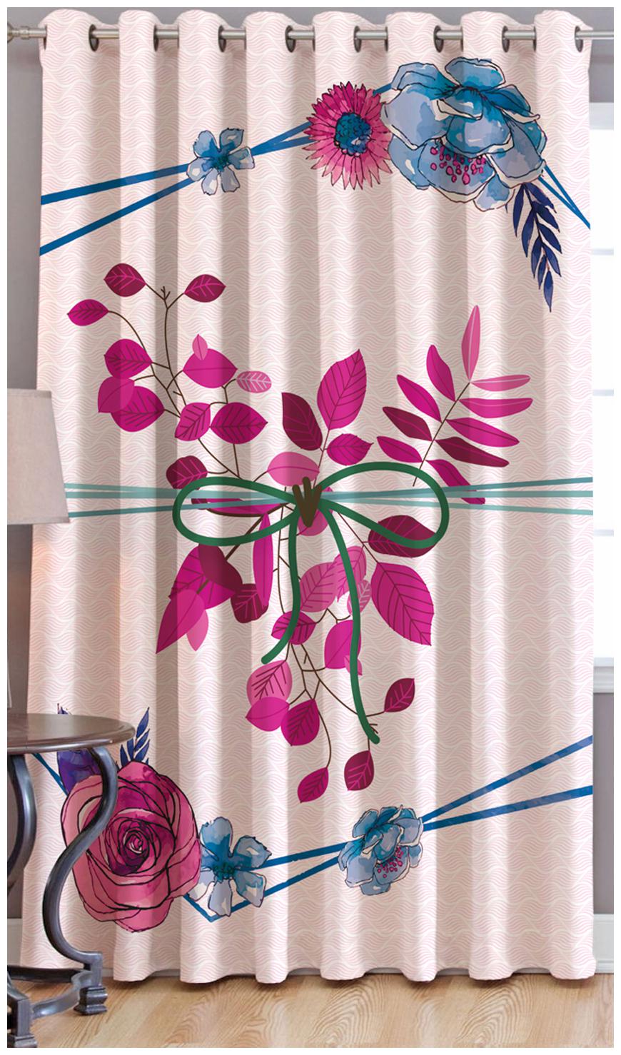 

JBG Home Store Polyester Window Room Darkening Pink Regular Curtain ( Eyelet Closure Floral )