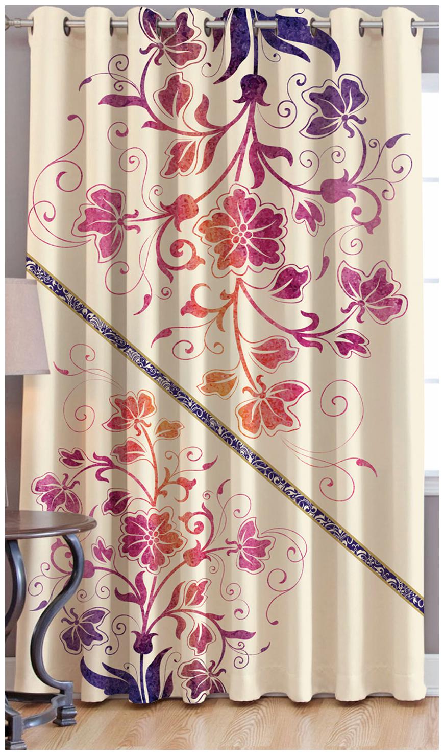 

JBG Home Store Polyester Window Room Darkening Multi Regular Curtain ( Eyelet Closure Floral )