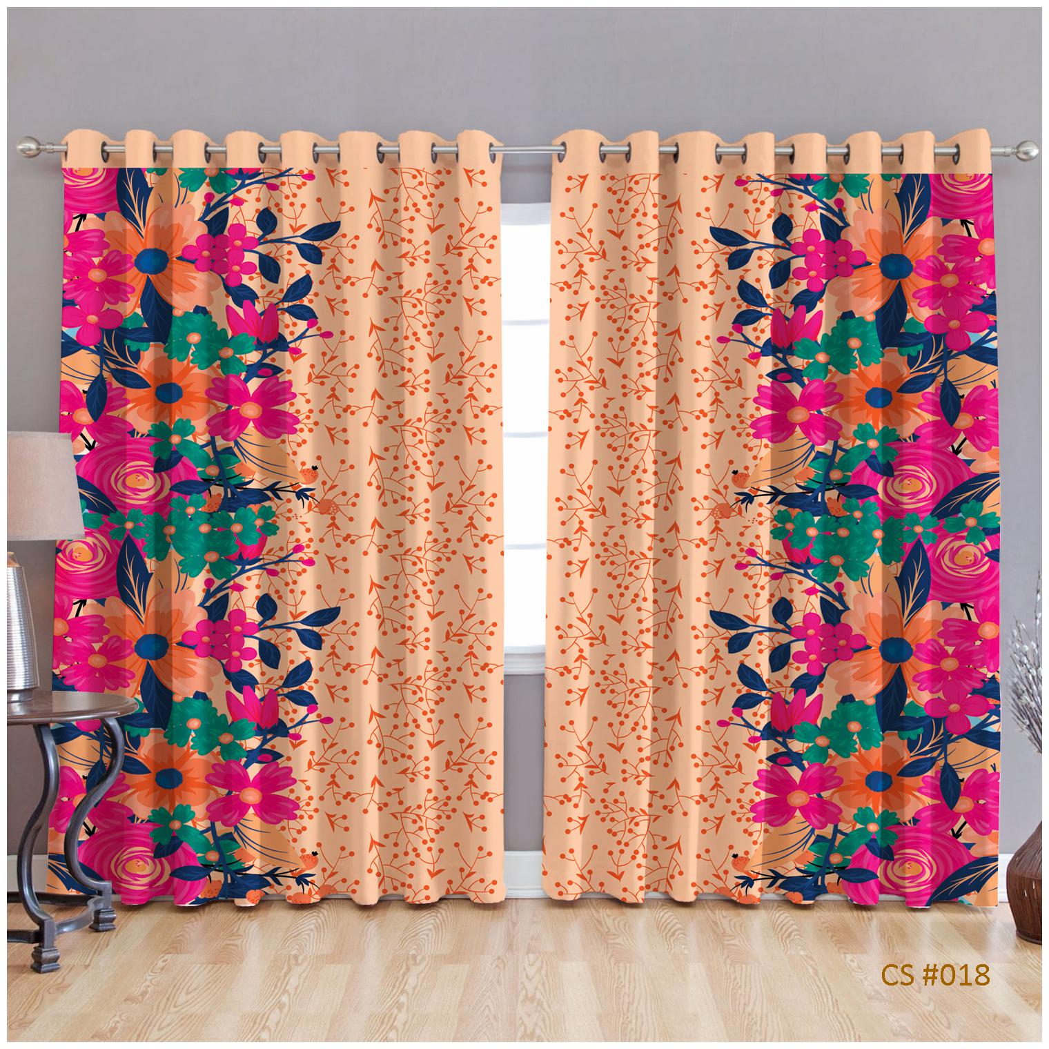 

JBG Home Store Polyester Window Room Darkening Orange Regular Curtain ( Eyelet Closure Floral )