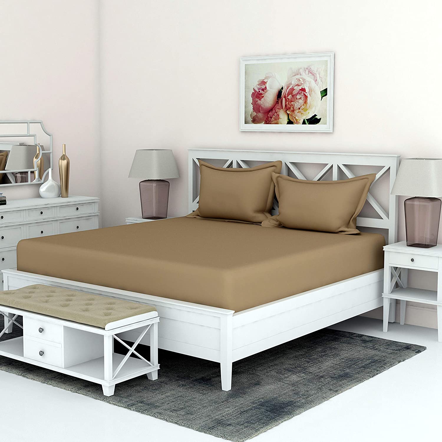 

JBG Home Store Cotton Solid Double Size Bedsheet 200 TC ( 1 Bedsheet With 2 Pillow Covers Beige )