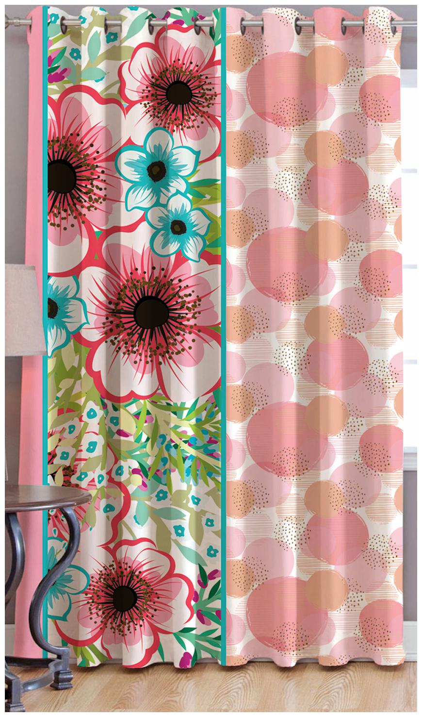 

JBG Home Store Polyester Window Room Darkening Pink Regular Curtain ( Eyelet Closure Floral )