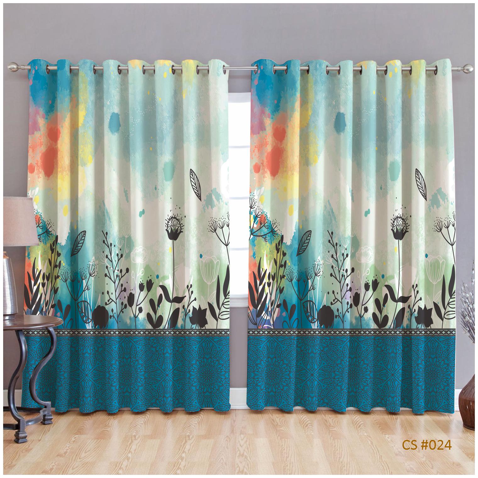 

JBG Home Store Polyester Door Room Darkening Blue Regular Curtain ( Eyelet Closure Floral )