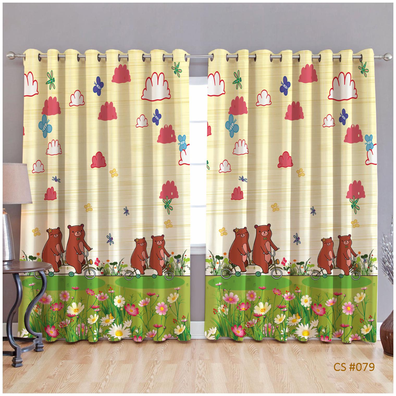 

JBG Home Store Polyester Long Door Room Darkening Yellow Regular Curtain ( Eyelet Closure Animal )