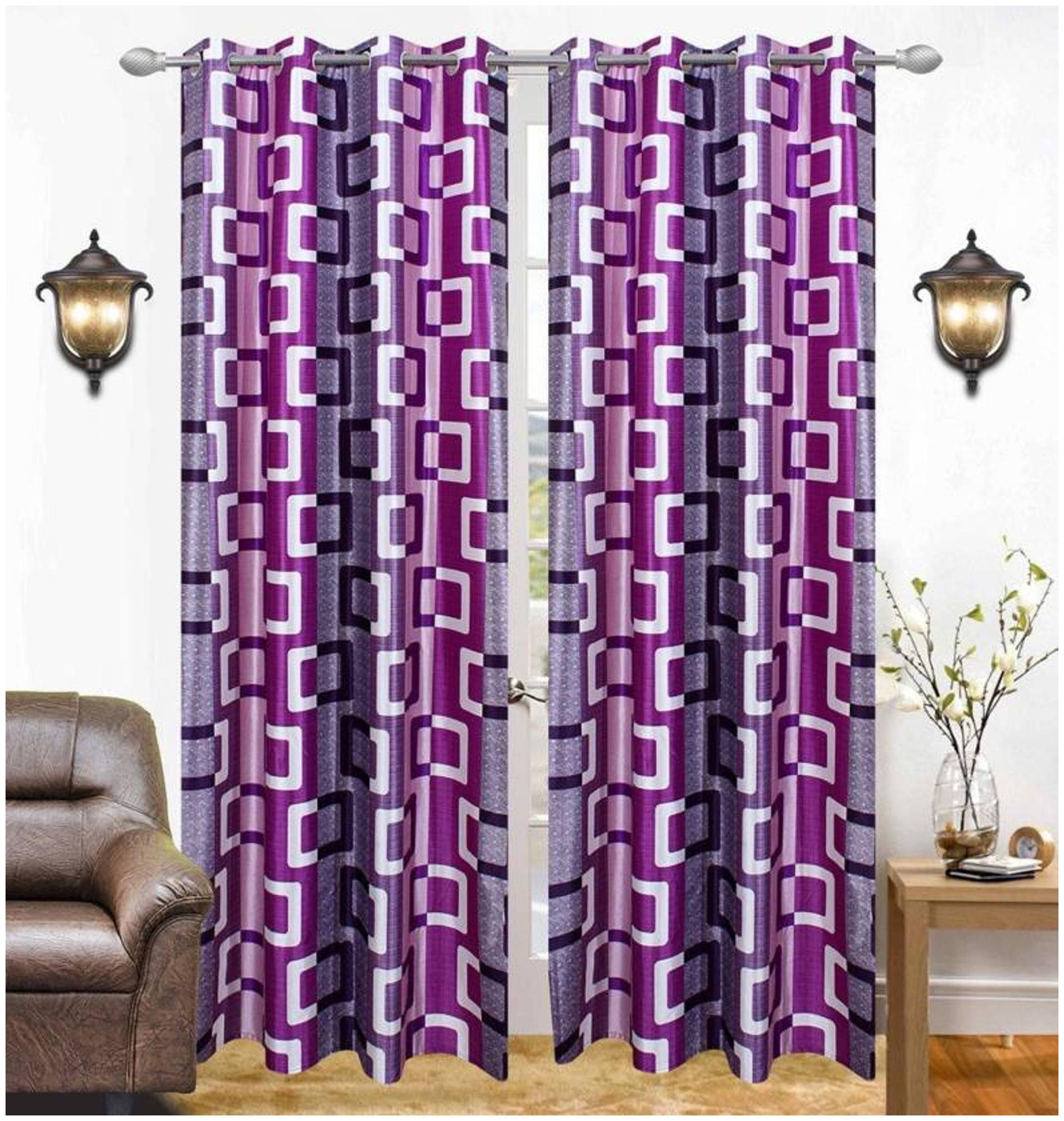 

JBG Home Store Polyester Door Semi Transparent Purple Regular Curtain ( Eyelet Closure Floral )