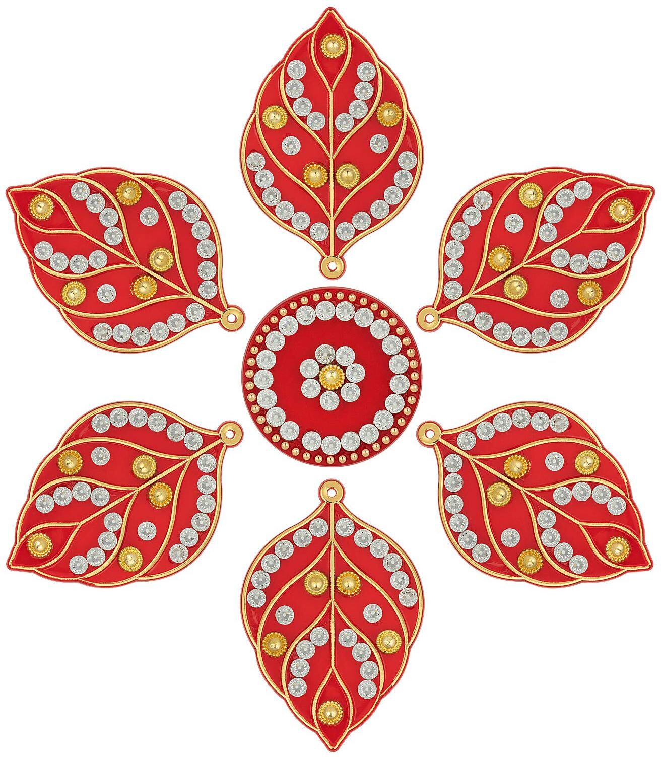 

JBG Home Store Handcrafted Decorative Diwali Rangoli Set(Reusable) (7 inches) Multicolor 7 Piece Set