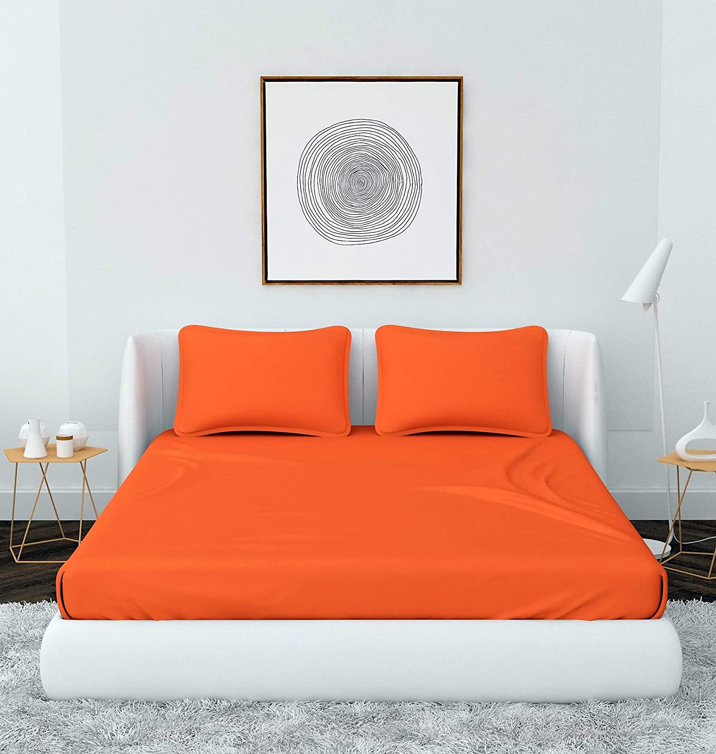 

JBG Home Store Cotton Solid Double Size Bedsheet 200 TC ( 1 Bedsheet With 2 Pillow Covers Orange )