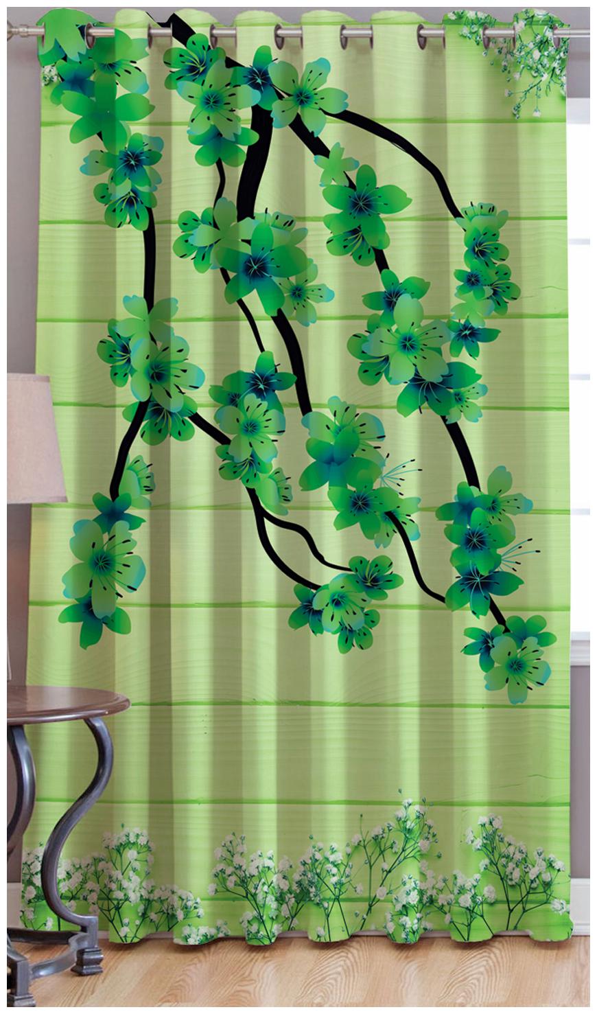

JBG Home Store Polyester Long Door Room Darkening Green Regular Curtain ( Eyelet Closure Floral )