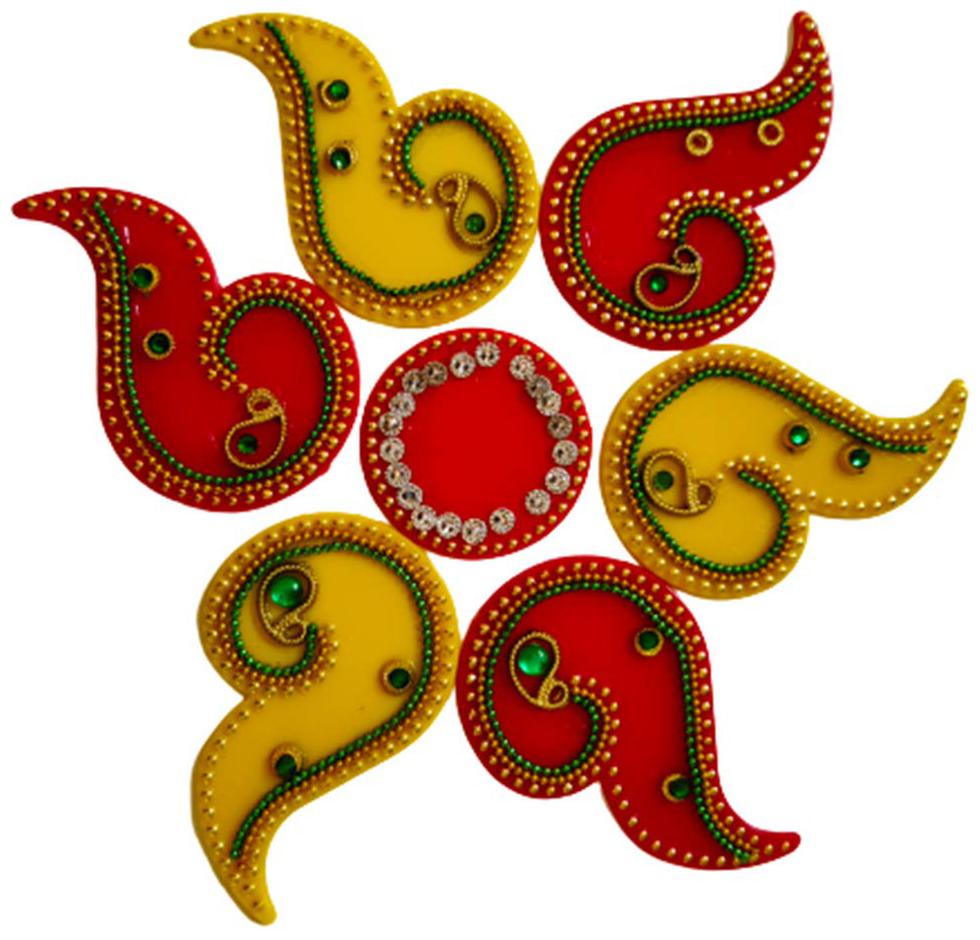 

JBG Home Store Handcrafted Decorative Diwali rangoli Set(10 Inches)7 Pc Set
