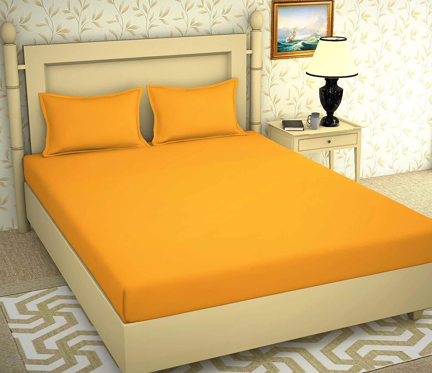

JBG Home Store Cotton Solid Double Size Bedsheet 200 TC ( 1 Bedsheet With 2 Pillow Covers Yellow )
