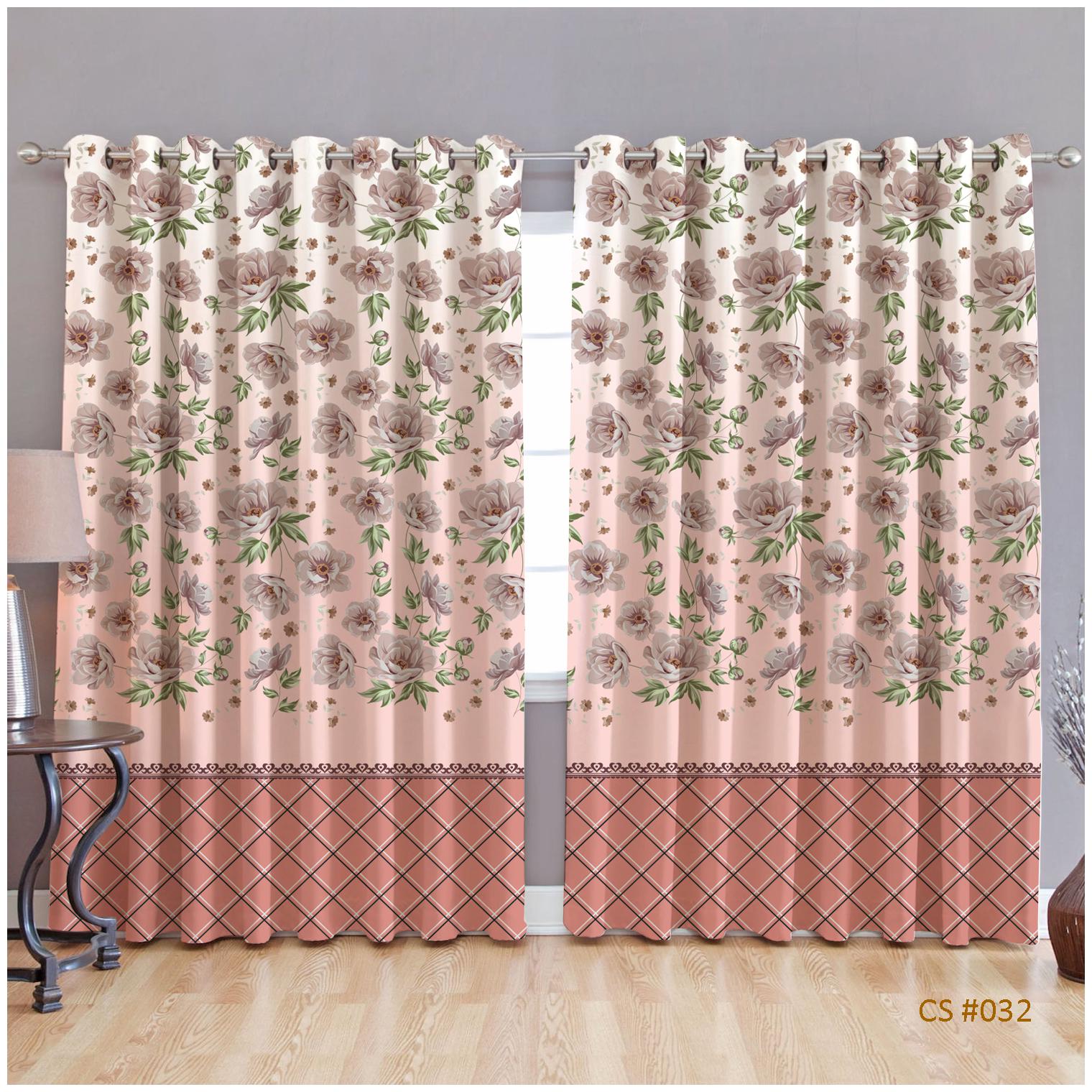 

JBG Home Store Polyester Window Room Darkening Peach Regular Curtain ( Eyelet Closure Floral )