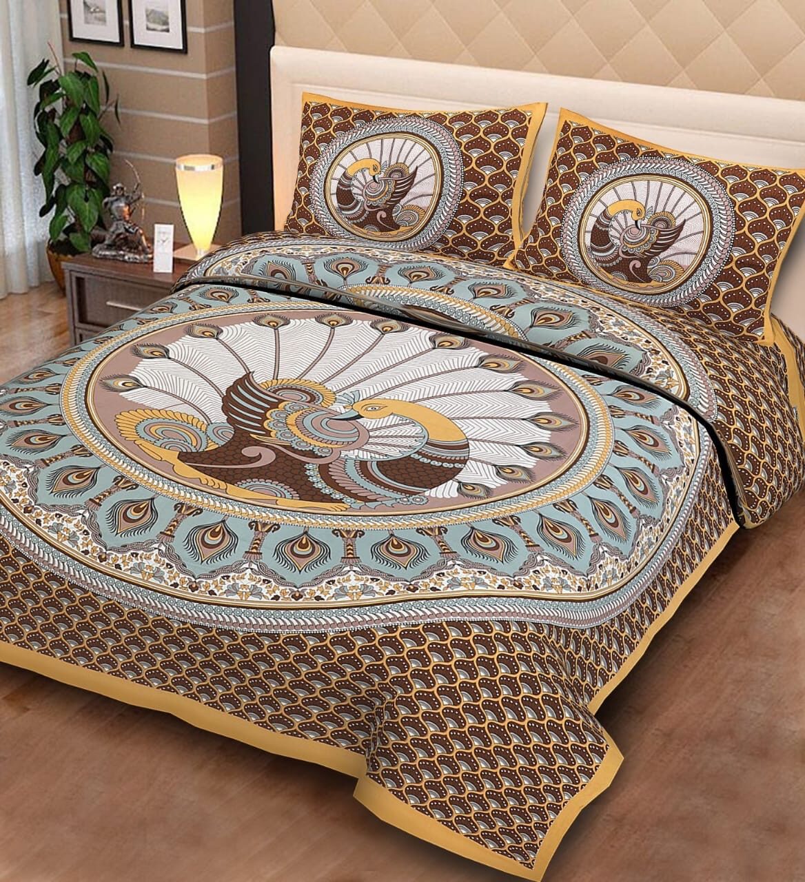 

JBG Home Store Cotton Printed Double Size Bedsheet 160 TC ( 1 Bedsheet With 2 Pillow Covers Multi )