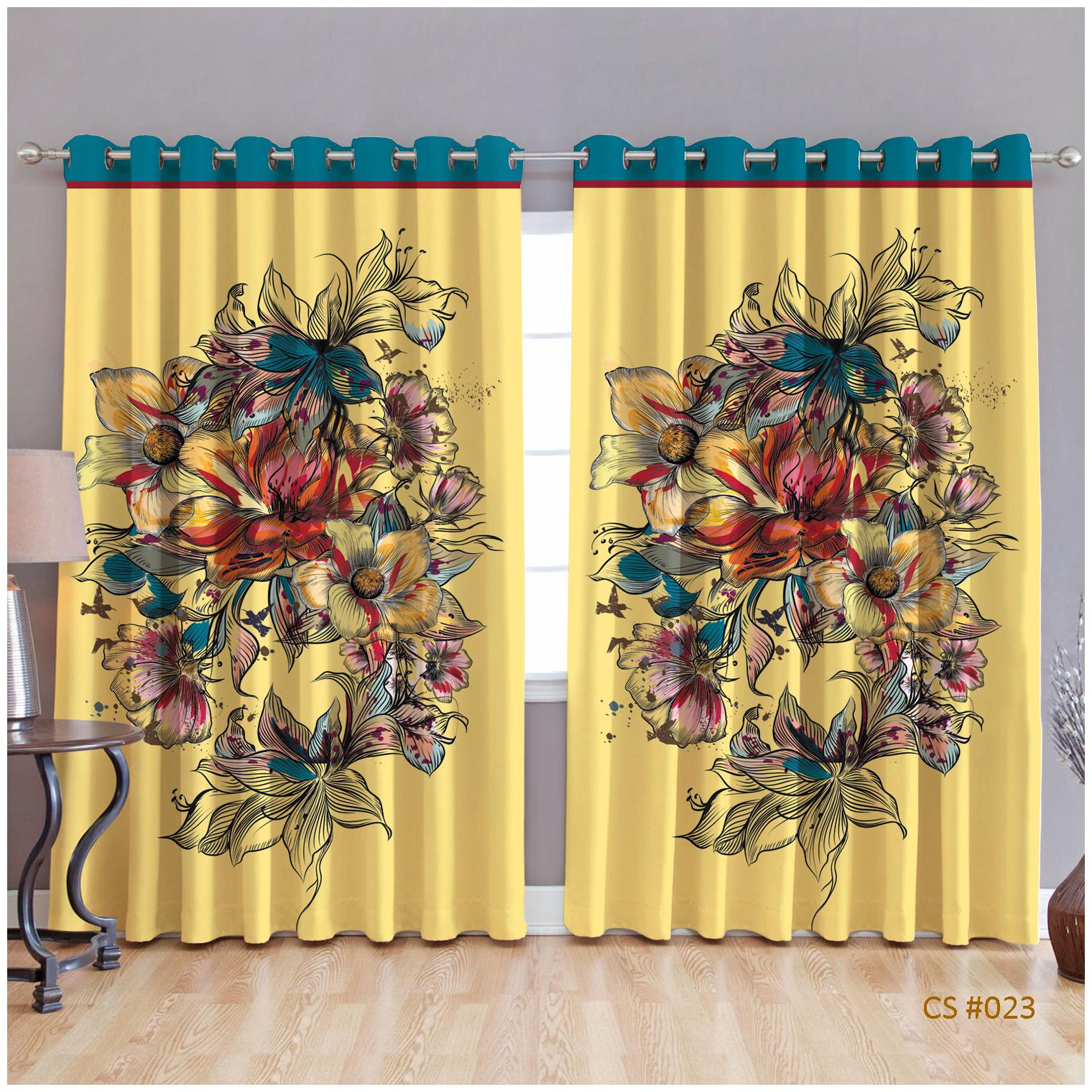 

JBG Home Store Polyester Window Room Darkening Yellow Regular Curtain ( Eyelet Closure Floral )