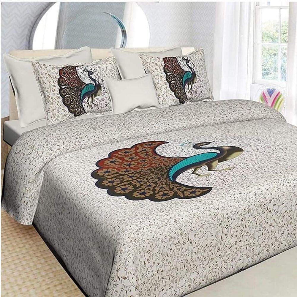 

JBG Home Store Cotton Printed Double Size Bedsheet 160 TC ( 1 Bedsheet With 2 Pillow Covers Multi )