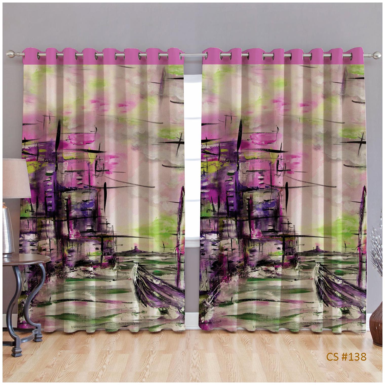 

JBG Home Store Polyester Long Door Room Darkening Pink Regular Curtain ( Eyelet Closure Printed )