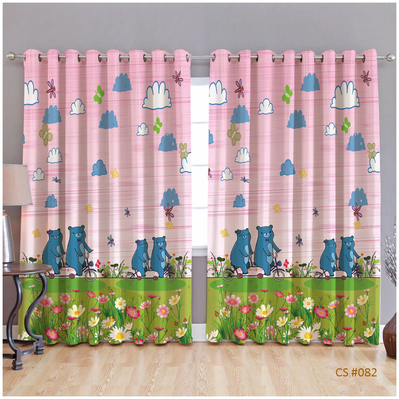 

JBG Home Store Polyester Door Room Darkening Pink Regular Curtain ( Eyelet Closure Animal )