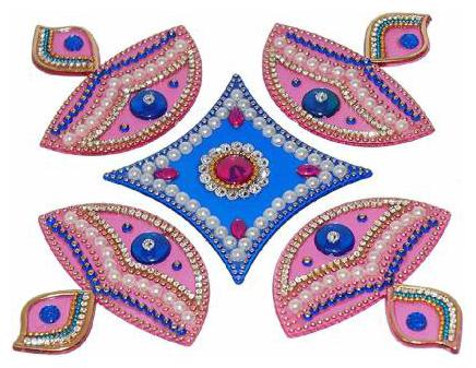 

JBG Home Store Handcrafted Decorative Diwali Rangoli Set(Reusable) (10 inches) Multicolor 5 Piece Set