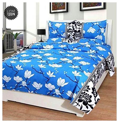 

JBG Home Store Microfiber Floral Double Size Bedsheet 120 TC ( 1 Bedsheet With 2 Pillow Covers Blue )