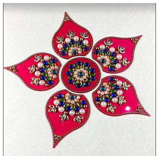 

JBG Home Store Handcrafted Decorative Diwali Rangoli Set(Reusable) (10 inches) Multicolor 7 Piece Set