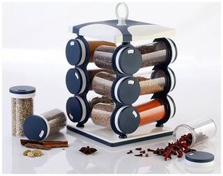 Jen 12 Jar Darkblue Revolving Spice Rack;Masala Box;Spice Box;Masala Rack;- 120 ml