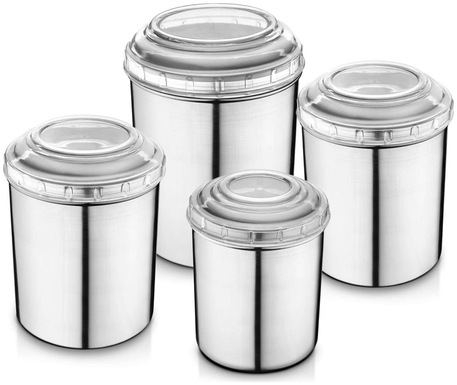 

Jensons 4 PCS Stainless Steel Canister Set with White Lids