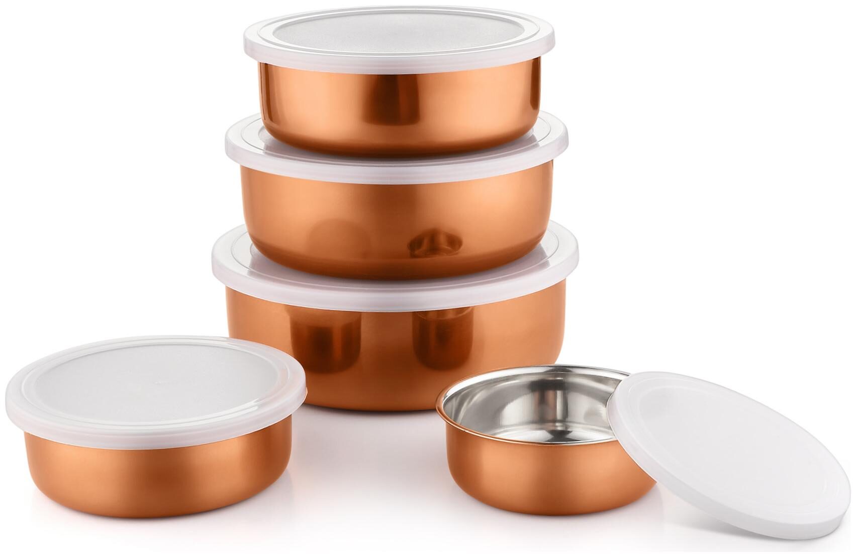 

Jensons Cooper Colored Stainless Steel 5 pcs Lid Bowl Storage Set