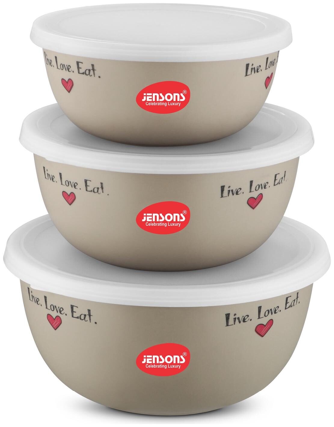 

Jensons Flora Stainless Steel Microwave Safe 3 pcs Bowl Set with Lid-Grey (2700 ml)