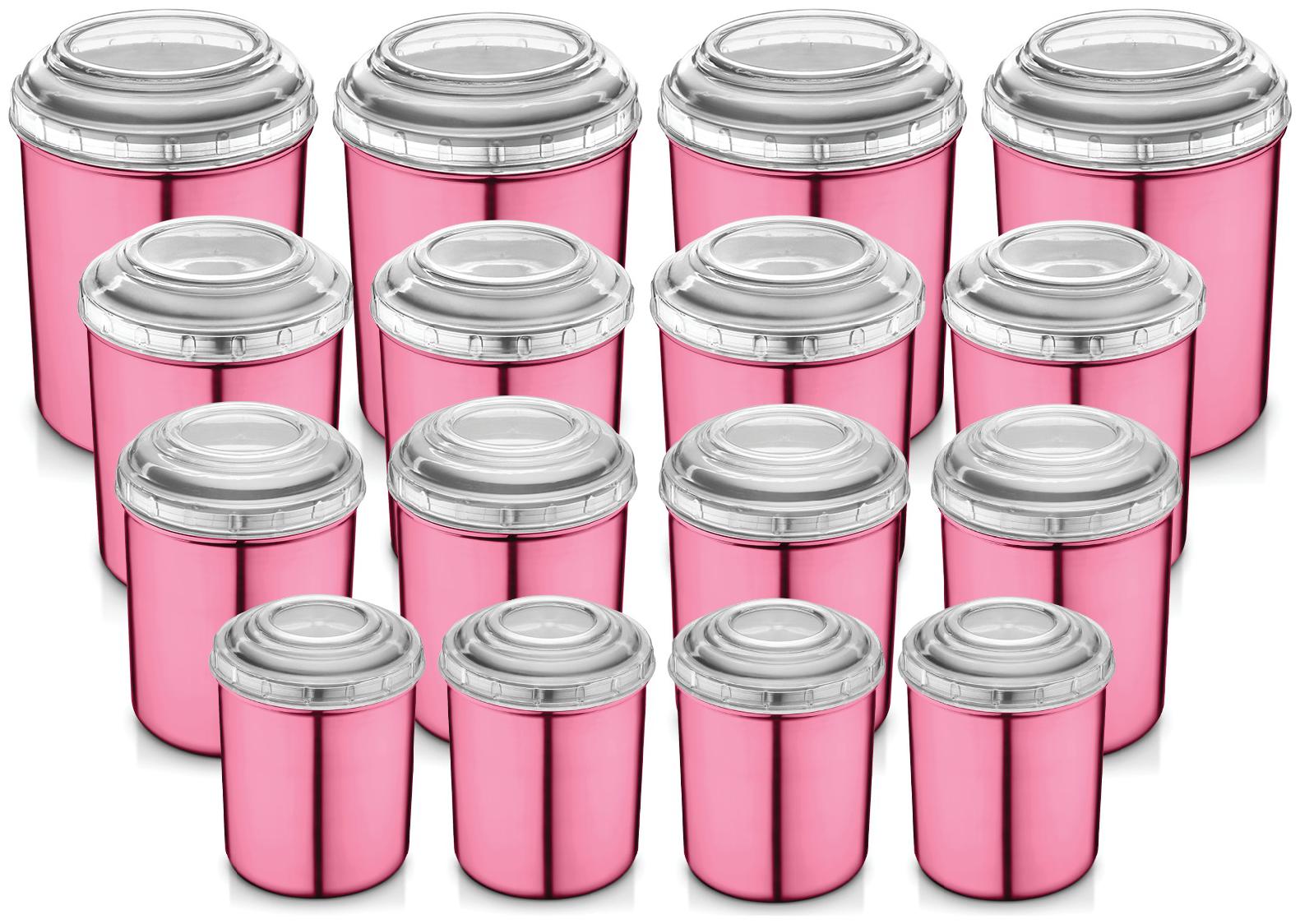 

Jensons Stainless Steel Container Sets Combos Pink Set of 16