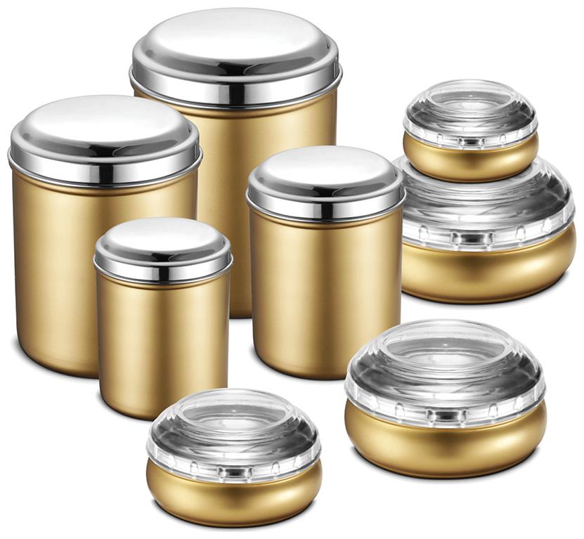

JENSONS 6850 L Golden Stainless steel Container Set - Set of 8