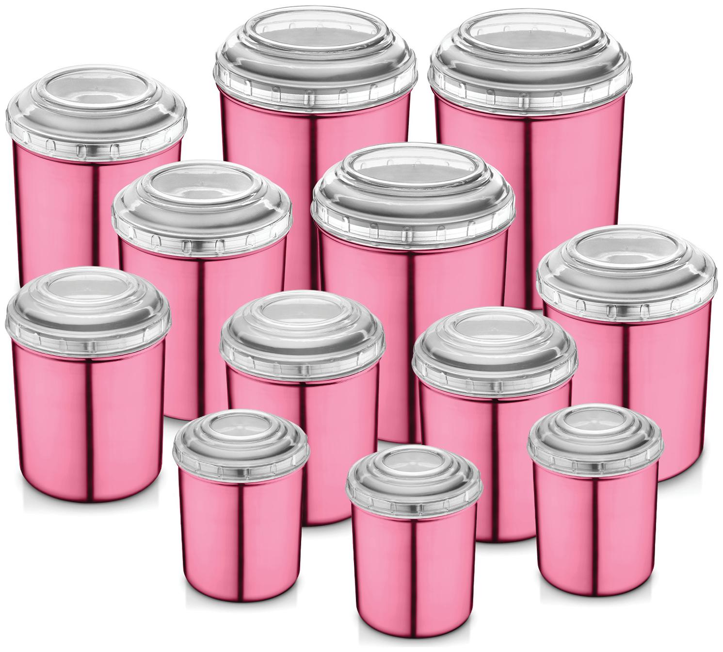 

Jensons Stainless Steel Container Sets Combos Pink Set of 12