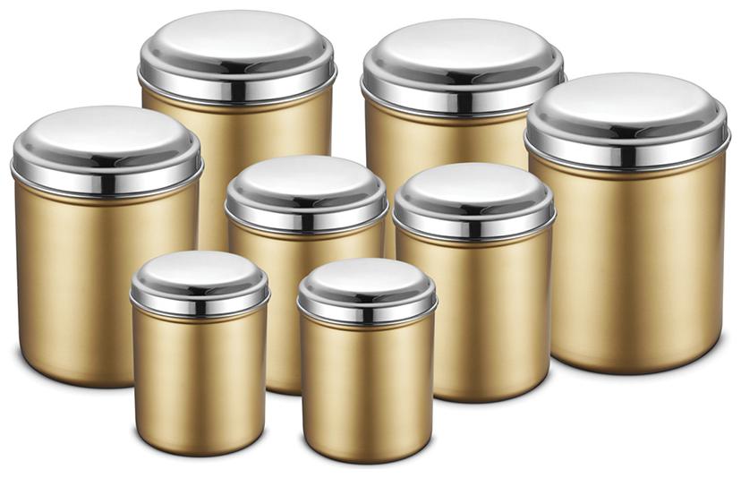 

JENSONS 10400 L Golden Stainless steel Container Set - Set of 8
