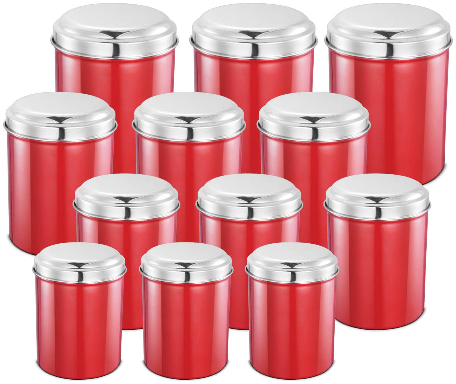 

JENSONS 15600 ml Red Stainless steel Container Set - Set of 12