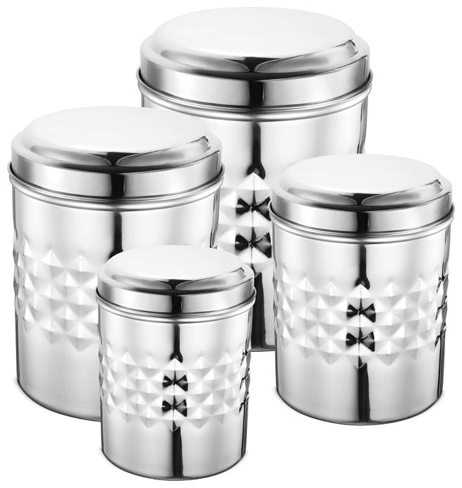 

JENSONS 5200 ml Silver Stainless steel Container Set - Set of 4