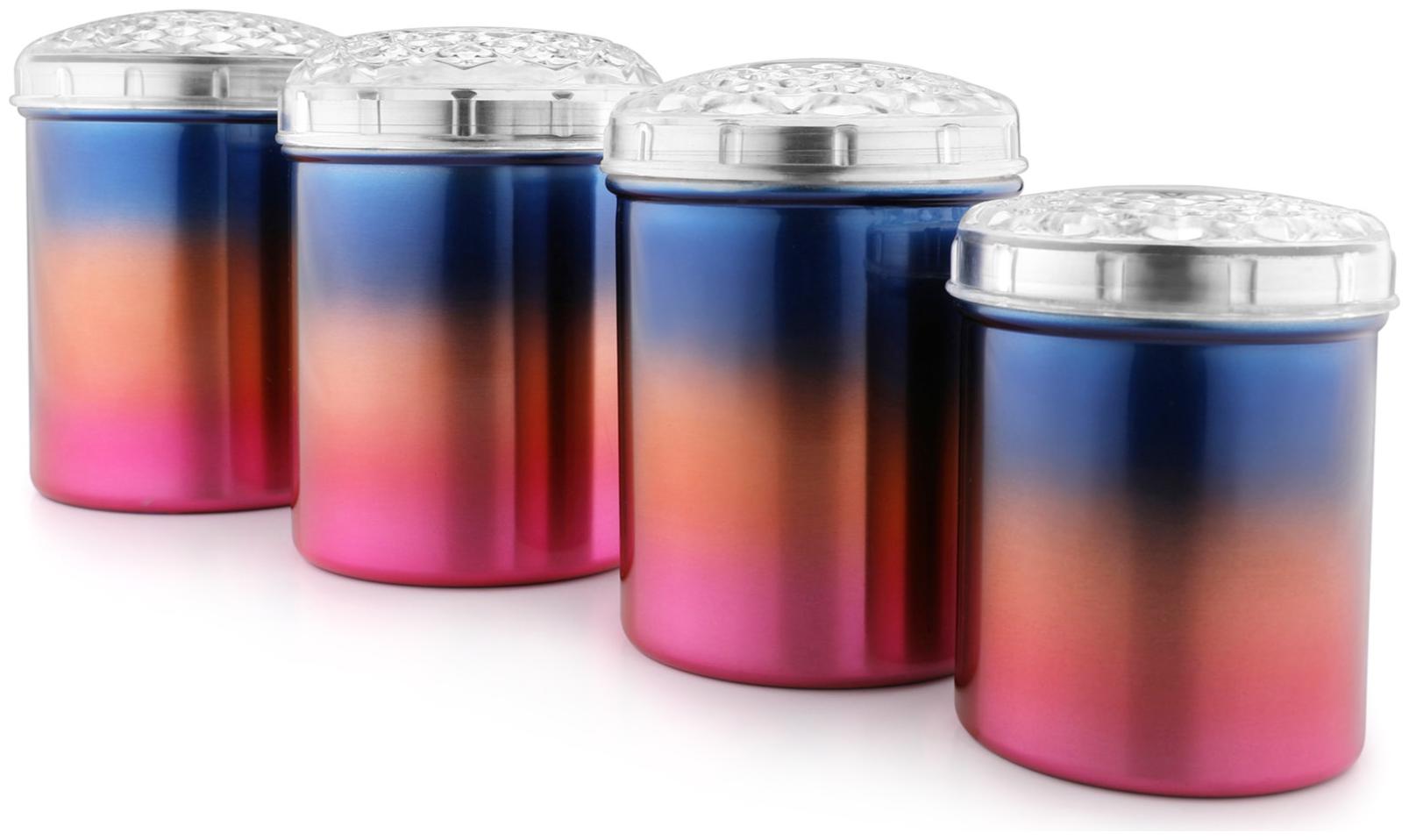 

Jensons Tri Color 4 pcs Canister Set With Crystal Design Polycarbonate Break Resistant Covers - 1200 ml 800 ml 600 ml 400 ml Steel Container