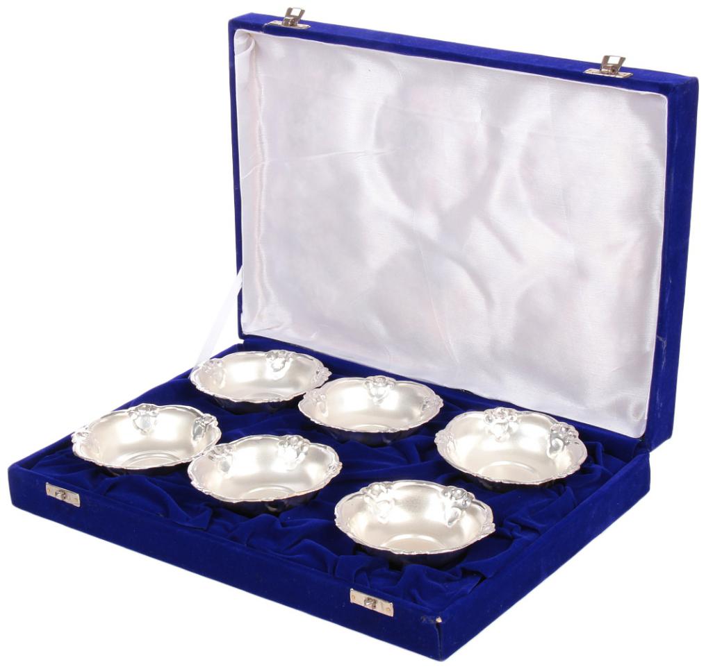 

JEWEL FUEL 6 Silver Bowl Set With Velvet Gift Box