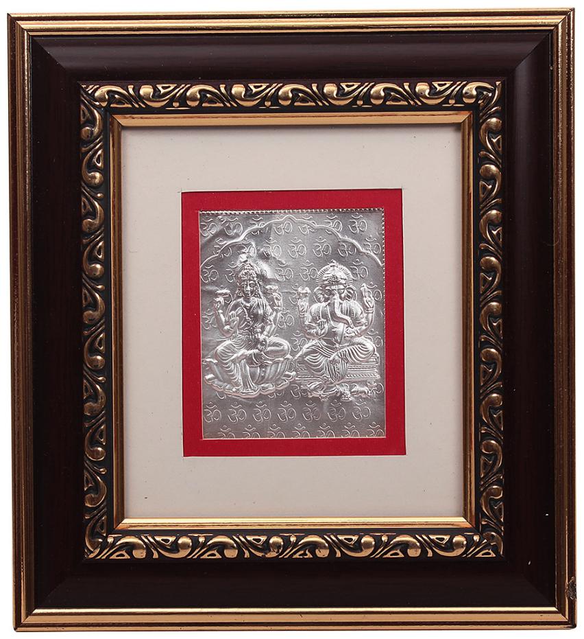 

JEWEL FUEL 999 PURE SILVER LAKSHMI GANESHA IN WOODEN FRAME